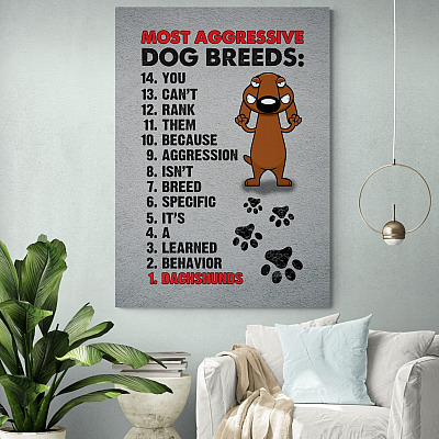 Funny Dachshunds Canvas-Most Aggressive Dog Breeds Framed Canvas Prints-Unframed Poster-Home Decor Wall Art