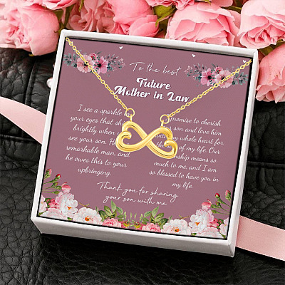Alternative view of To the Best Future Mother in Law Thank You for Sharing Your Son with Me Infinity Heart Pendant Necklace