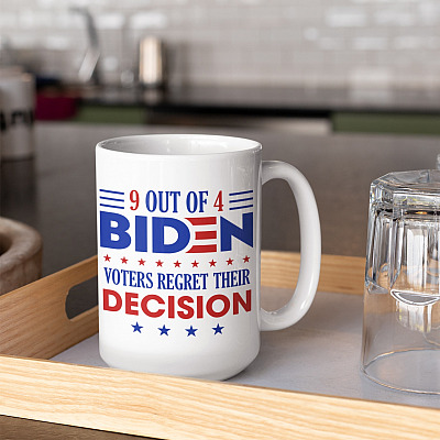 Alternative view of Anti Biden 9 Out of 4 Biden Voters Regret Their Decision Coffee Mug - Color Changing Mug