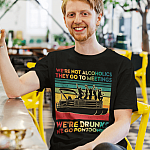 We're Not Alcoholics They Go To Meetings We're Drunks We Go Pontooning Vintage Retro T-Shirt - V-Neck Shirt
