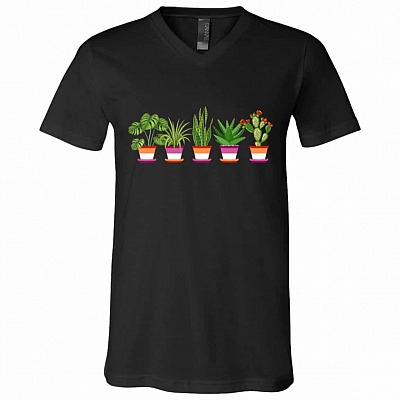 Lesbian Plant LGBT T-shirt - V-Neck Tee, Black, V-Neck T-Shirt