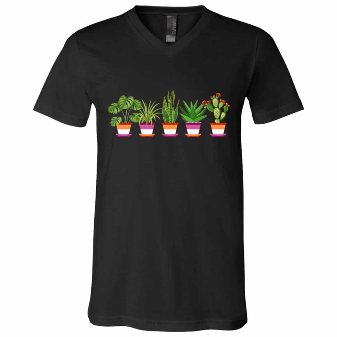 Lesbian Plant LGBT T-shirt - V-Neck Tee, Black, V-Neck T-Shirt