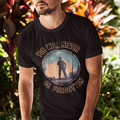 Alternative view of You Will Never Be Forgotten T-shirt - Veteran Shirt - Thank You Veteran Shirt