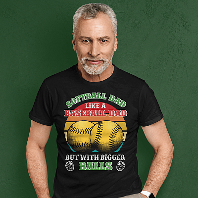 Alternative view of Softball Dad Like A Baseball Dad But With Bigger Balls Funny T-Shirt - V-Neck Shirt - Vintage Dad Balls Gift