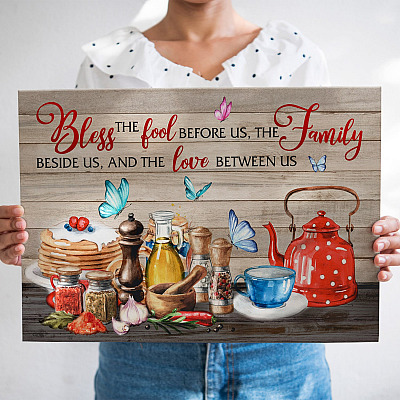 Bless The Food Before Us The Family Beside Us And The Love Between Us Framed Canvas - Unframed Poster