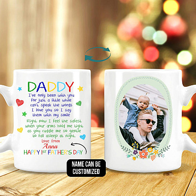 Alternative view of Personalized Photo Daddy I've only Been with You for Just a Little While Two Sided Ceramic Coffee Mug