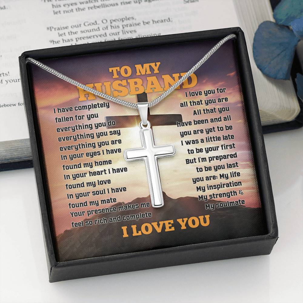 To My Husband I Have Completely Fallen For You Everything You Do I Love You Christian Cross Pendant Necklace