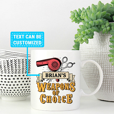 Alternative view of Personalized Weapons of Choice Hairdresser Scissor Vintage Coffee Mug - Beer Stein - Water Bottle - Color Changing Mug