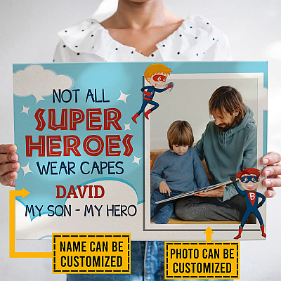 Alternative view of Custom Photo Not All Super Heroes Wear Capes My Son My Hero Framed Canvas - Unframed Poster - My Son My Hero Gift