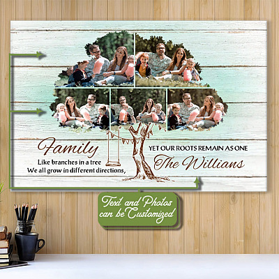 Custom Photo Family Like Branches In A Tree Framed Canvas - Unframed Poster - Funny Gift For Family