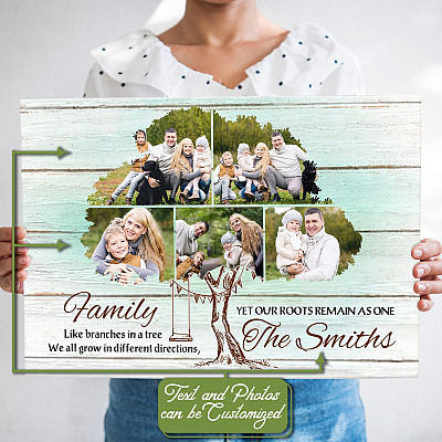 Alternative view of Custom Photo Family Like Branches In A Tree Framed Canvas - Unframed Poster - Funny Gift For Family