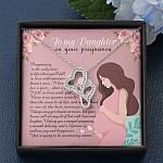 From Mom to My Daughter on Your Pregnancy Is the Only Time in Life Double Heart Pendant Necklace