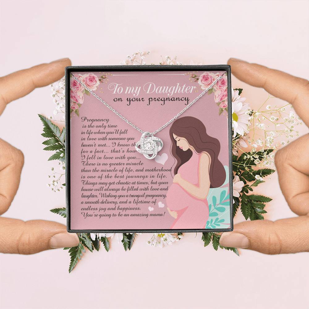 From Mom to My Daughter on Your Pregnancy Is the Only Time in Life Love Knot Pendant Necklace