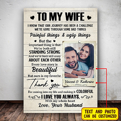 Alternative view of Custom Photo To My Wife I Know That Our Journey Has Been A Challenge Framed Canvas - Poster - Anniversary Gift