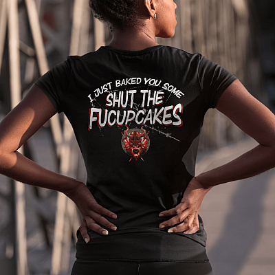 Alternative view of I Just Baked You Some The Fckupcakes Viking Print On Back T-Shirt - Funny Viking Shirt