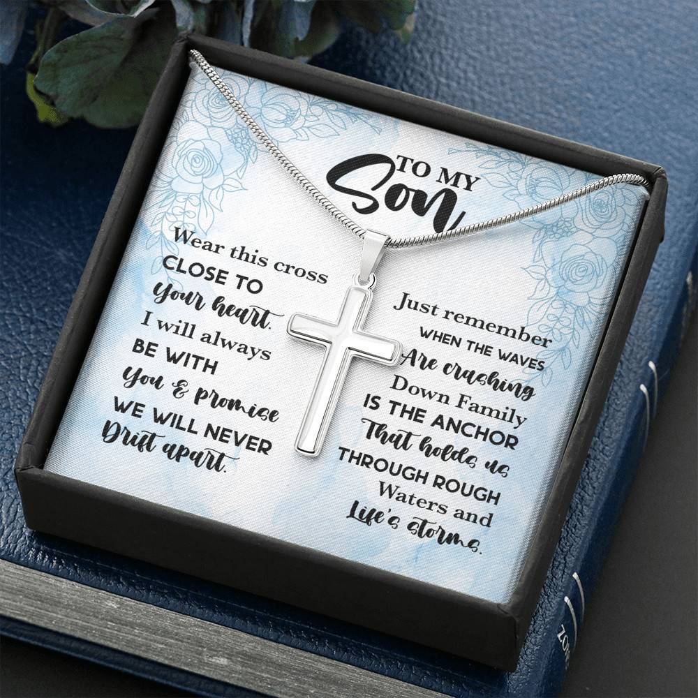 To My Son Wear This Cross Close To Your Heart I Will Always With You Artisan Crafted Cross Necklace