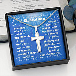 To My Grandson You Will Be One Of My Most Beautiful Chapters Artisan Crafted Cross Necklace