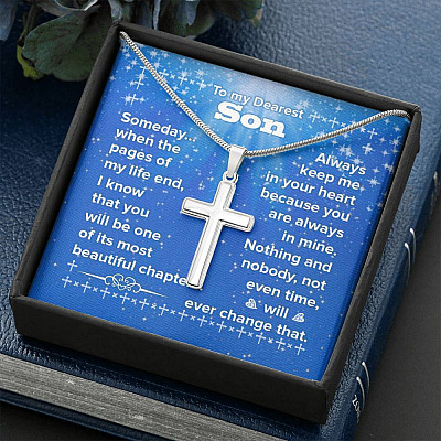 To My Son You Will Be One Of My Most Beautiful Chapters Artisan Crafted Cross Necklace