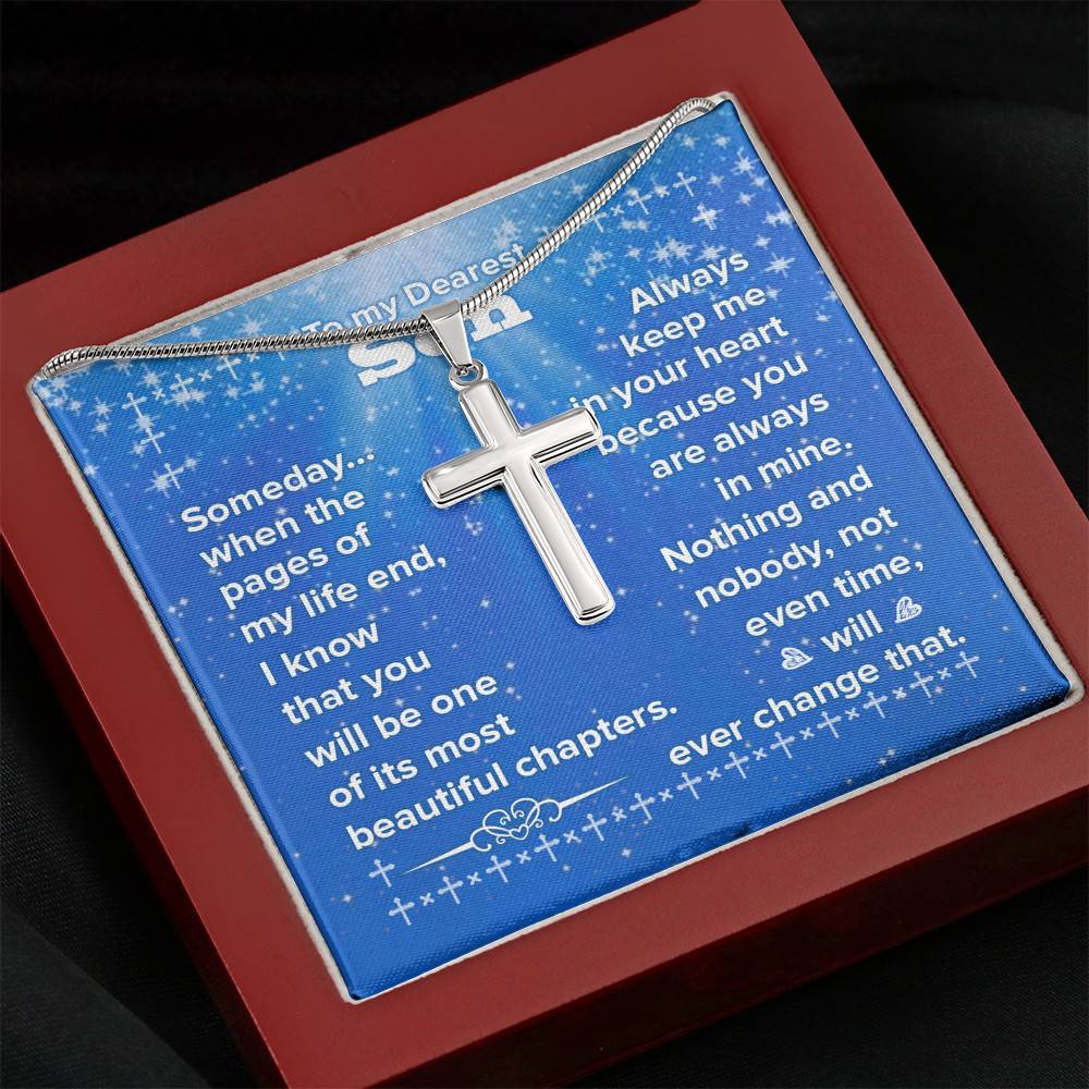 To My Son You Will Be One Of My Most Beautiful Chapters Artisan Crafted Cross Necklace