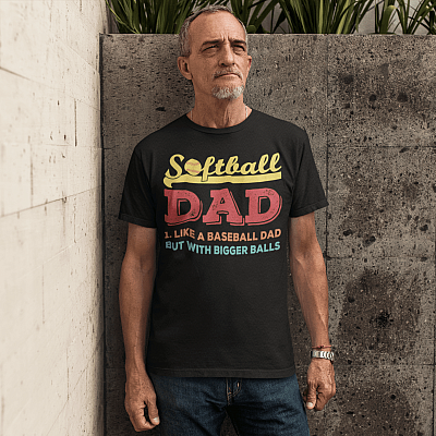 Alternative view of Softball Dad Like A Regular Dad But With Bigger Balls Retro Vintage T-Shirt - Softball Retro T-Shirt