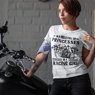 Alternative view of In A World Full Of Princesses Be A Racing Girl T-Shirt - Funny Racing Girl V-Neck - Racing Lover Shirt For Women