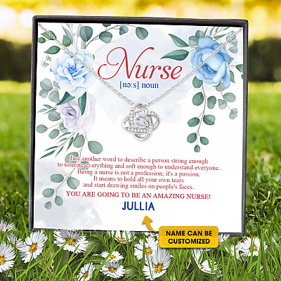 Alternative view of Personalized Nurse Strong To Tolerate Everything And Soft To Understand Everyone Love Knot Necklace