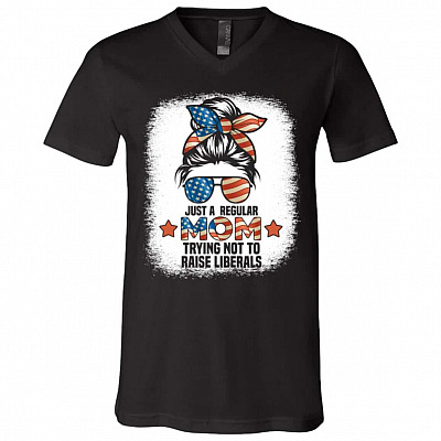 Just A Regular Mom Trying NShirt, Black, V-Neck T-Shirt