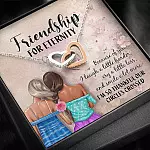 Friendship For Eternity Joined Interlocking Hearts Pendant Necklace - Friendship Necklace For Best Friend