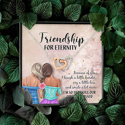 Friendship For Eternity Joined Interlocking Hearts Pendant Necklace - Friendship Necklace For Best Friend