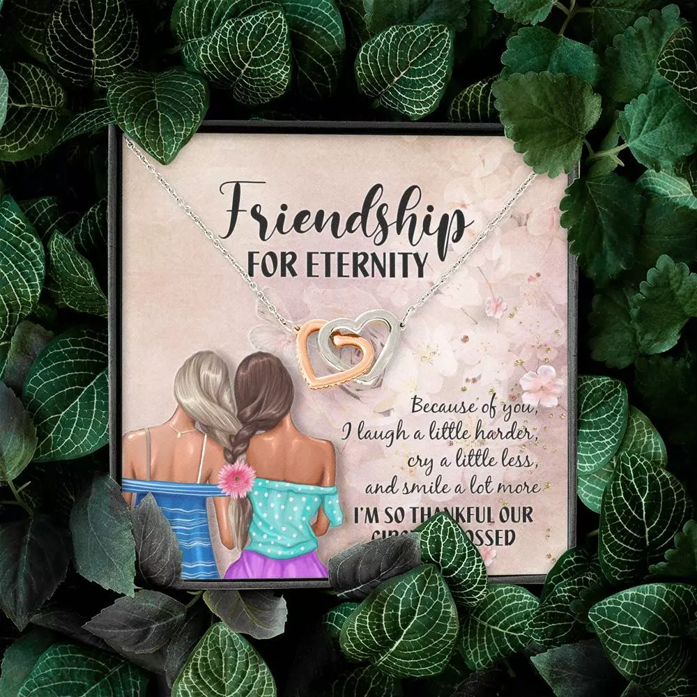 Friendship For Eternity Joined Interlocking Hearts Pendant Necklace - Friendship Necklace For Best Friend