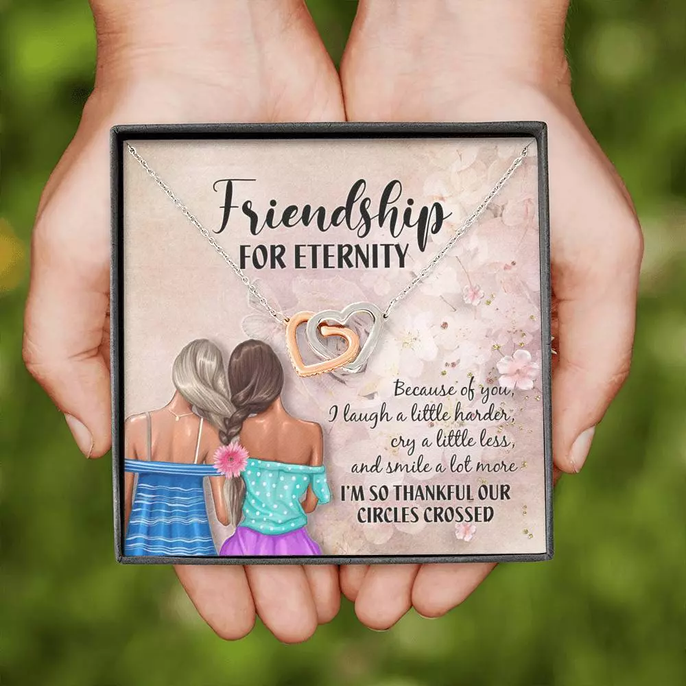 Friendship For Eternity Joined Interlocking Hearts Pendant Necklace - Friendship Necklace For Best Friend
