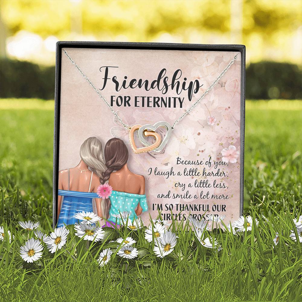 Friendship For Eternity Joined Interlocking Hearts Pendant Necklace - Friendship Necklace For Best Friend