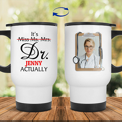 14 oz. White Travel Mug