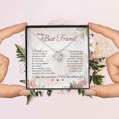 To My Best Friend Thank You For All That You Do I'd Lost Without You Love Knot Necklace