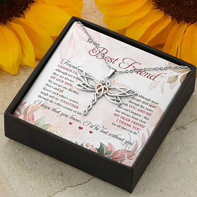 To My Best Friend Thank You For All That You Do I'd Lost Without You Dragonfly Necklace
