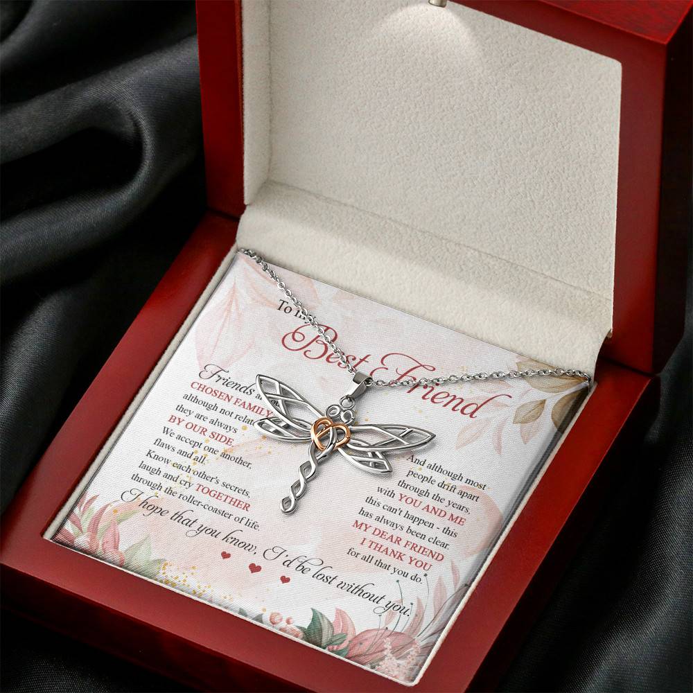 To My Best Friend Thank You For All That You Do I'd Lost Without You Dragonfly Necklace