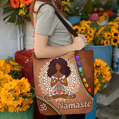 Namaste Yoga Tote Bag All Over Print Tote - Shoulder Bag