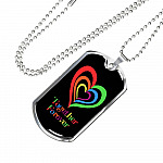 LGBTQ Rainbow Heart Together Forever - Dog Tag Pendant Necklace - Gay Pride Month Gift