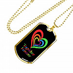LGBTQ Rainbow Heart Together Forever - Dog Tag Pendant Necklace - Gay Pride Month Gift