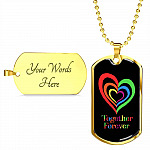 LGBTQ Rainbow Heart Together Forever - Dog Tag Pendant Necklace - Gay Pride Month Gift