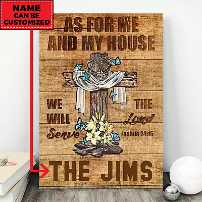 Personalized As For Me And My House We Will Serve The Lord Framed Canvas Print - Unframed Poster - Wall Art