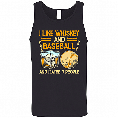 I Like Whiskey And Baseball And Maybe 3 People Vintage Cotton Tank Top Tee - Ladies Racerback Tank