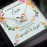 A Truly Amazing Leader Is Hard To Find Interlocking Hearts Pendant Necklace - Boss Necklace Retirement Gift