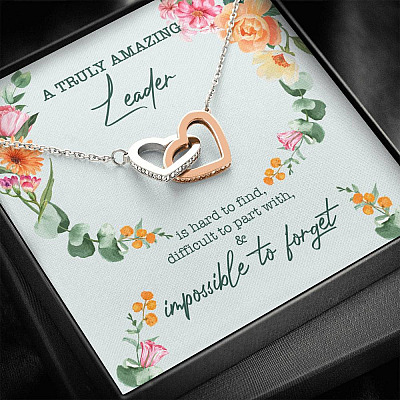 A Truly Amazing Leader Is Hard To Find Interlocking Hearts Pendant Necklace - Boss Necklace Retirement Gift