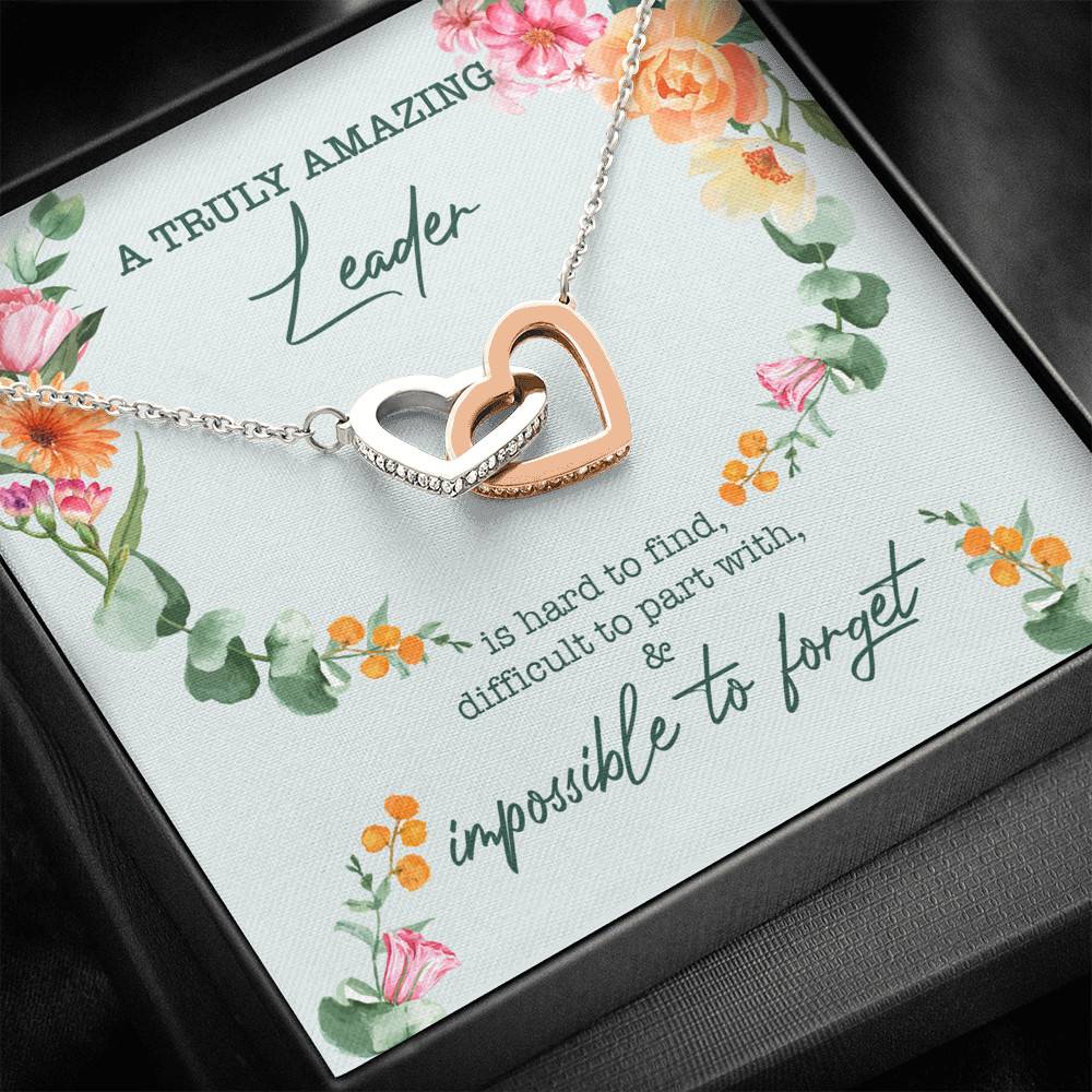 A Truly Amazing Leader Is Hard To Find Interlocking Hearts Pendant Necklace - Boss Necklace Retirement Gift