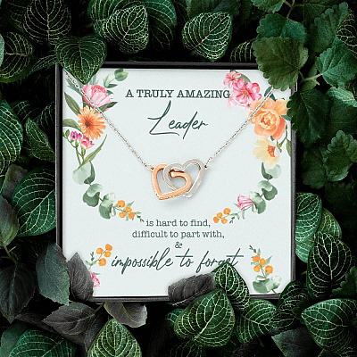 A Truly Amazing Leader Is Hard To Find Interlocking Hearts Pendant Necklace - Boss Necklace Retirement Gift