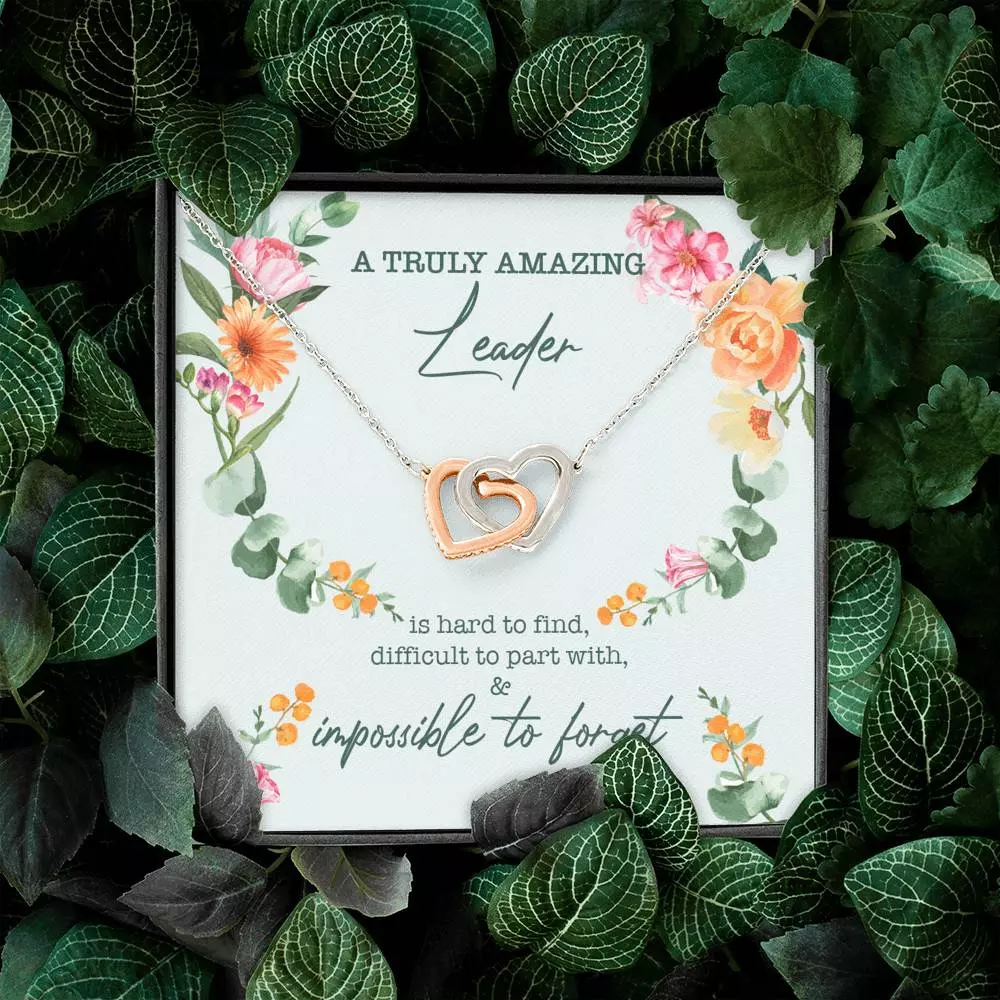A Truly Amazing Leader Is Hard To Find Interlocking Hearts Pendant Necklace - Boss Necklace Retirement Gift