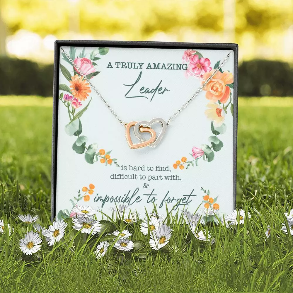 A Truly Amazing Leader Is Hard To Find Interlocking Hearts Pendant Necklace - Boss Necklace Retirement Gift