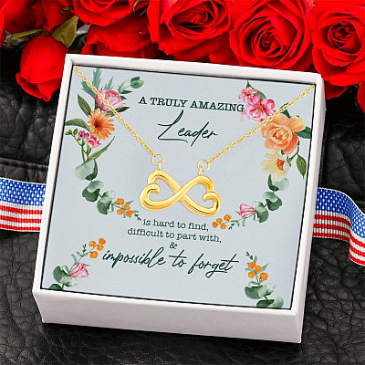 A Truly Amazing Leader Is Hard To Find Infinity Hearts Pendant Necklace - Boss Necklace Retirement Gifts