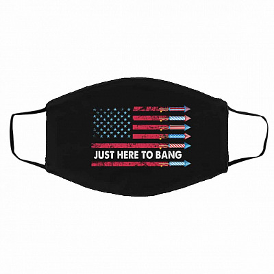 Just Here To Bang Mask, Black, Cloth Face Cover – Medium/Large